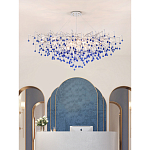 Люстра овальная с синими стеклянными подвесками в форме капель FAIRYTREE Light варинант исполнения - 3 | Loft Concept в Барнауле