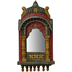 Настенное зеркало в резной раме из тропического дерева Carved Wood Mirror Colorful варинант исполнения - 1 | Loft Concept в Барнауле