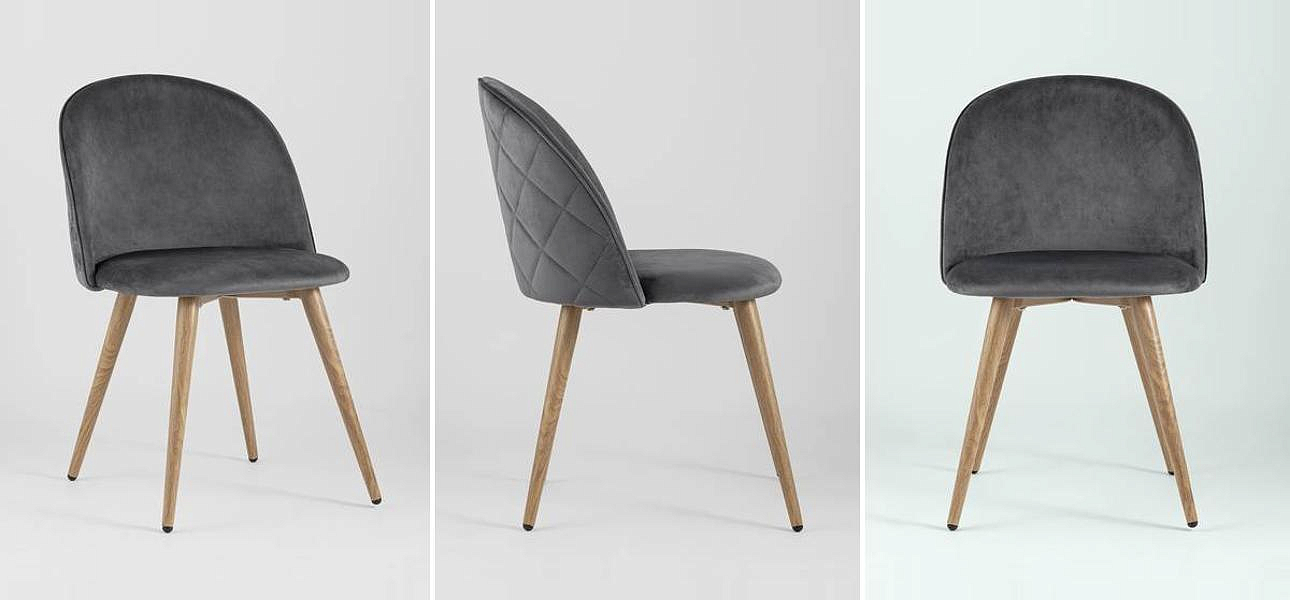 Стул Miruna Chair Спинка Ромбы Серый Велюр Стул Miruna Chair Спинка Ромбы Серый Велюр - Loft-Concept в Барнауле