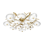 Потолочная люстра круглая ветвистыми бронзовыми элементами и стеклянными рифлеными дисками Textured Glass Chandelier варинант исполнения - 3 | Loft Concept в Барнауле