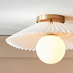 Потолочный светильник с белым плиссированным абажуром Headquarters варинант исполнения - 2 | Loft Concept в Барнауле