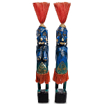 Комплект из 2-х деревянных статуэток Asmat Straw Headdress Statuettes Multicolor варинант исполнения - 3 | Loft Concept в Барнауле