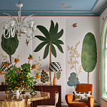 Обои с вышивкой ручной работы Mughal Trees Original colourway on linen варинант исполнения - 5 | Loft Concept в Барнауле