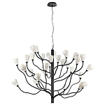 Люстра подвесная черного цвета с ветвями и белыми фарфоровыми цветами Floralis варинант исполнения - 10 | Loft Concept в Барнауле