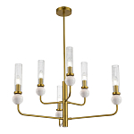 Люстра с 6-ю плафонами в форме стеклянных трубок и мраморных декоративных элементов Montreal варинант исполнения - 4 | Loft Concept в Барнауле