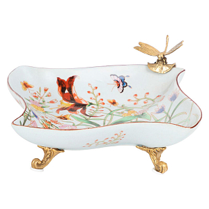 Пепельница фарфоровая с фигуркой стрекозы Dragonfly