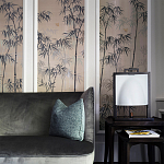 Обои ручная роспись Distant Bamboo Special Colourway on Lead Grey dyed silk варинант исполнения - 2 | Loft Concept в Барнауле