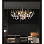 Люстра черная с прозрачными стеклянными подвесками в форме капель FAIRYTREE Light варинант исполнения - 5 | Loft Concept в Барнауле