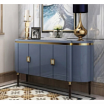 Дизайнерский комод синий глянцевый с золотыми ручками на 4-х дверцах Martin варинант исполнения - 1 | Loft Concept в Барнауле