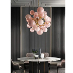 Люстра розовые шары на золотом каркасе Pink Light Bubbles варинант исполнения - 3 | Loft Concept в Барнауле