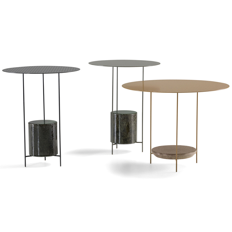 Дизайнерский круглый кофейный стол из металла с мраморным декором PANNA COTTA Coffee Table Черный Золотой в Барнауле | Loft Concept 