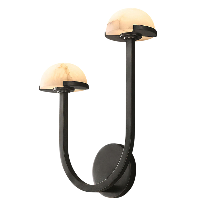 Бра с 2-мя мраморными плафонами на черном корпусе Light Warm Light Черный Бра с 2-мя мраморными плафонами на черном корпусе Light Warm Light Черный в Барнауле | Loft Concept