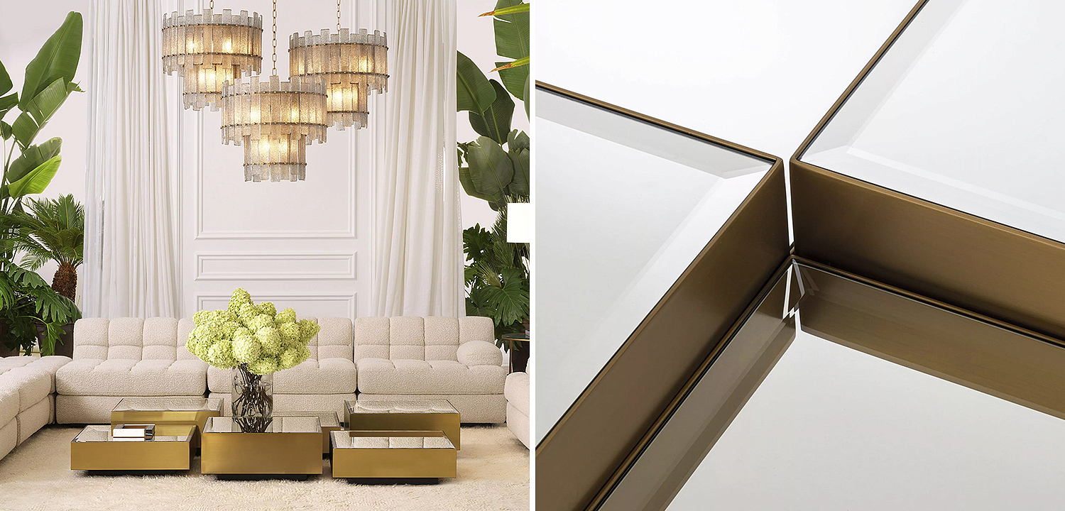 Комплект кофейных столиков Eichholtz Coffee Table Esposito set of 4 Mirror Glass Комплект кофейных столиков Eichholtz Coffee Table Esposito set of 4 Mirror Glass - Loft-Concept в Барнауле