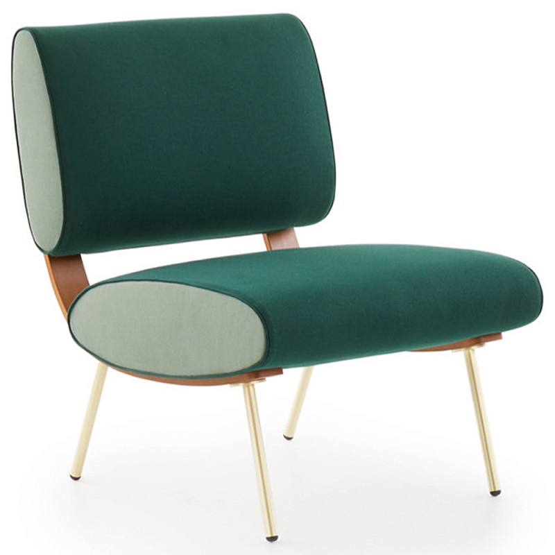 Дизайнерское кресло без подлокотников Gio Ponti ROUND D.154.5 Armchair Зеленый Коричневый Золотой Дизайнерское кресло без подлокотников Gio Ponti ROUND D.154.5 Armchair Зеленый Коричневый Золотой в Барнауле | Loft Concept