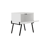 Прикроватная тумба белая с откидной резной дверцей на 4-х металлических ножках NAIVE NIGHTSTAND WHITE варинант исполнения - 1 | Loft Concept в Барнауле