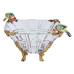 Чаша из прозрачного стекла на бронзовых ножках с фигурками попугаев Eden Garden варинант исполнения - 1 | Loft Concept в Барнауле