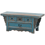 Деревянная ТВ-тумба в китайском стиле с 4-мя ящиками и резным декором голубая Luo Chinese TV Stand Blue варинант исполнения - 2 | Loft Concept в Барнауле