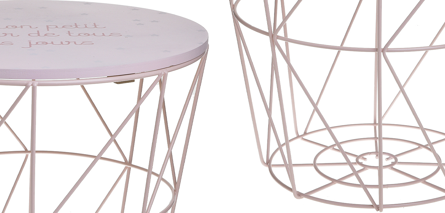 Круглый приставной стол-корзина Pink Wire Basket Side Table Круглый приставной стол-корзина Pink Wire Basket Side Table - Loft-Concept в Барнауле