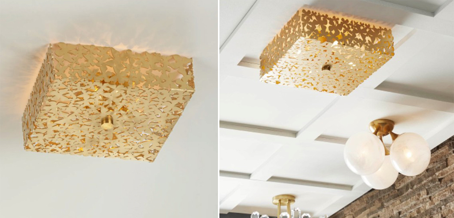Светильник квадратный с золотыми бабочками Tommy Mitchell Square Butterfly Flush-Mount Light Светильник квадратный с золотыми бабочками Tommy Mitchell Square Butterfly Flush-Mount Light - Loft-Concept в Барнауле