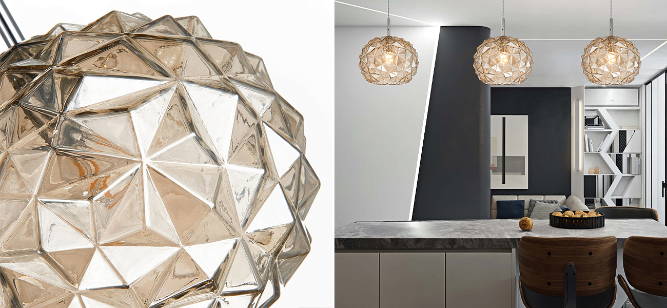 Подвесной светильник коньячного цвета Geometry Glass Подвесной светильник коньячного цвета Geometry Glass - Loft-Concept в Барнауле