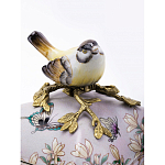 Шкатулка фиолетового цвета с рисунком бабочек и крышкой с фигуркой птицы на ветке Eden Garden варинант исполнения - 4 | Loft Concept в Барнауле