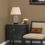 Настольная лампа с фарфоровым основанием нежно голубого цвета с золотистым цветочным рисунком и бежевым плиссированным абажуром Elstead Lighting варинант исполнения - 5 | Loft Concept в Барнауле