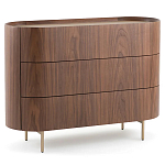 Комод округлой формы с тремя ящиками Walnut and Leather варинант исполнения - 2 | Loft Concept в Барнауле