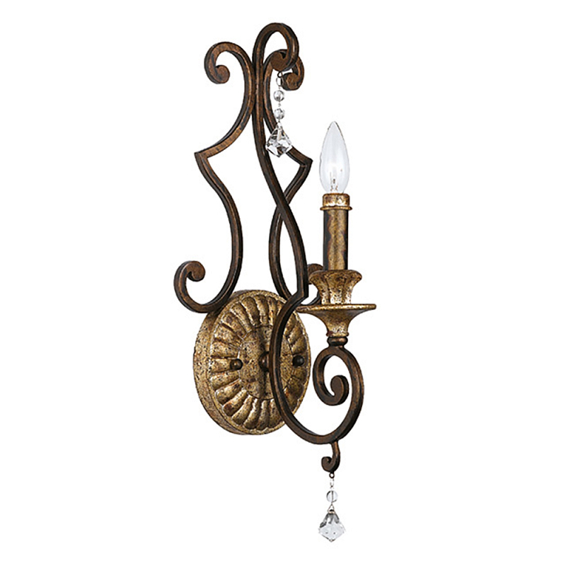 Бра в форме свечи и подвесками в классическом стиле Quoizel Бронза Золотой в Барнауле | Loft Concept 