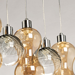 Люстра с 3-мя плафонами волнообразной формы цвета янтарь и 2-мя прозрачными шарообразными плафонами Lucid Rain  варинант исполнения - 8 | Loft Concept в Барнауле