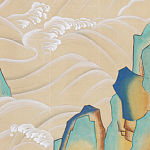 Обои ручная роспись Matsushima Waves Kano on Edo Straw India tea paper варинант исполнения - 2 | Loft Concept в Барнауле