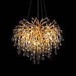 Люстра подвесная с прозрачными стеклянными подвесками в форме капель Диаметр 60 см Droplet Chandelier варинант исполнения - 9 | Loft Concept в Барнауле