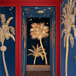 Обои с вышивкой ручной работы Deco Palms Original colourway on velvet варинант исполнения - 1 | Loft Concept в Барнауле