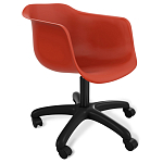 Стул пластиковый красного цвета на колесиках с подъемно-поворотным механизмом Eames Red варинант исполнения - 1 | Loft Concept в Барнауле