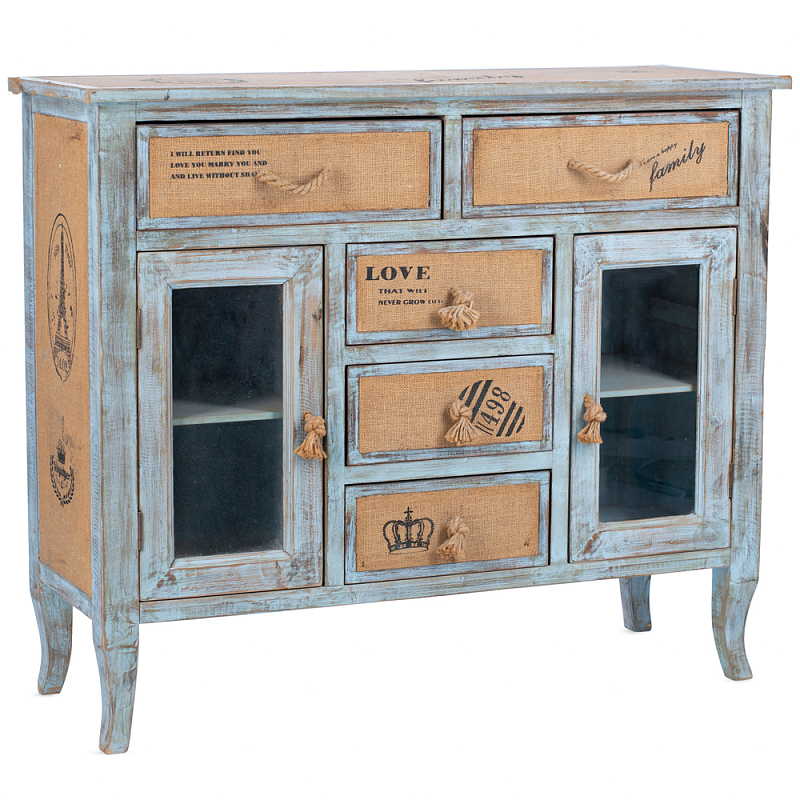 Комод в стиле прованс Beige-Blue Provence Бежевый Винтажный голубой Комод в стиле прованс Beige-Blue Provence Бежевый Винтажный голубой в Барнауле | Loft Concept