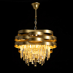 Люстра цвета матового золота с металлическими лентами и длинными прозрачными подвесками Gilded Waves варинант исполнения - 3 | Loft Concept в Барнауле