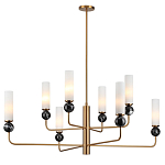 Люстра на штанге с 8-ю цилиндрическими матовыми плафонами и шарами из камня Orb Essence варинант исполнения - 5 | Loft Concept в Барнауле