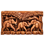 Панно из дерева слоны Panel With Animals варинант исполнения - 1 | Loft Concept в Барнауле