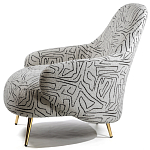 Кресло мягкое с принтом на золотистых ножках Onlooker варинант исполнения - 1 | Loft Concept в Барнауле