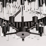 Люстра круглая из матового черного металла с подвесками из прозрачных стеклянных трубок Noir Tubes варинант исполнения - 10 | Loft Concept в Барнауле