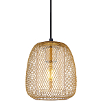 Подвесной светильник со стеклянным плафоном цилиндрической формы и металлической сеткой Metal Mesh Gold варинант исполнения - 1 | Loft Concept в Барнауле