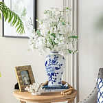 Ваза с бело-синей росписью и изображением цветов Blue & White Ornament варинант исполнения - 5 | Loft Concept в Барнауле