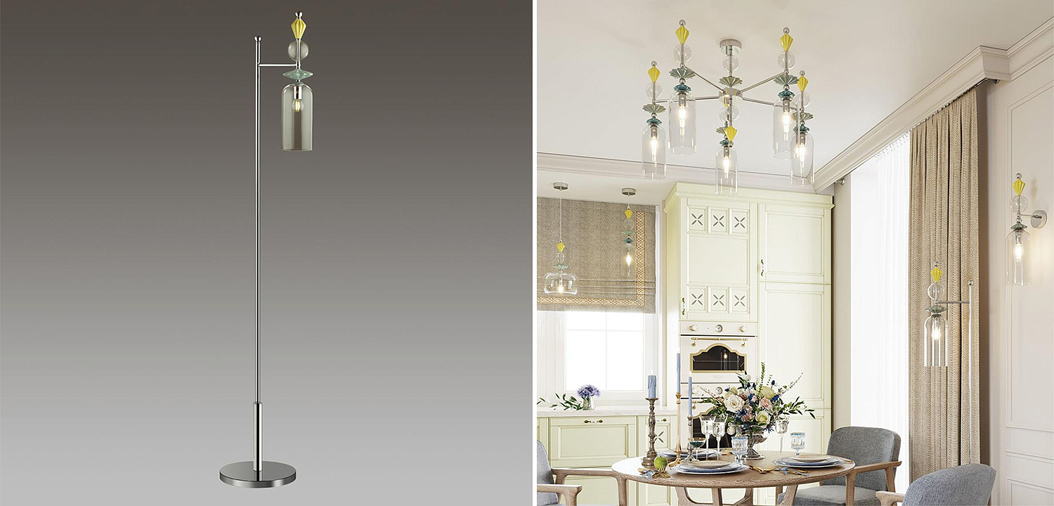 Торшер Iris Glass Floor lamp Candy chrome Торшер Iris Glass Floor lamp Candy chrome - Loft-Concept в Барнауле
