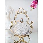 Конфетница с бронзовой ручкой и фарфоровой птичкой на крышке Eden Garden варинант исполнения - 4 | Loft Concept в Барнауле