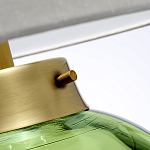 Настольная лампа с шарообразным прозрачным основанием из цветного переработанного стекла и белым цилиндрическим абажуром Elstead Lighting варинант исполнения - 2 | Loft Concept в Барнауле