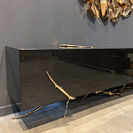 Дизайнерский комод чёрный глянцевый с основанием в виде золотых ветвей Meta Credenza  варинант исполнения - 3 | Loft Concept в Барнауле