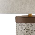 Настольная лампа с тканевым абажуром и основанием из кожи Leather Column варинант исполнения - 1 | Loft Concept в Барнауле