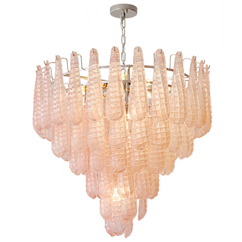 Современная Люстра Textured Glass Drops Chandelier Нежно розовые капли Розовый пастельный Золотой Современная Люстра Textured Glass Drops Chandelier Нежно розовые капли Розовый пастельный Золотой в Барнауле | Loft Concept