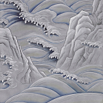 Обои ручная роспись Matsushima Waves Hokusai on Gun Metal dyed silk варинант исполнения - 2 | Loft Concept в Барнауле