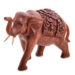 Статуэтка из дерева суар в виде слона в традиционном облачении Elephant in blanket варинант исполнения - 1 | Loft Concept в Барнауле