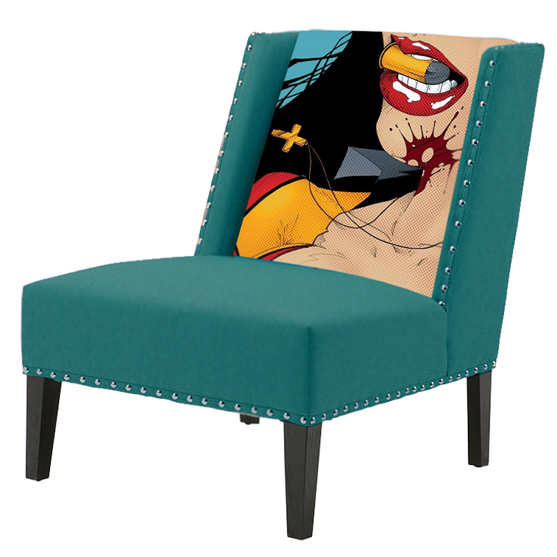 FUN Armchair "Super woman" Turquoise Дизайнерское кресло с цветным принтом Бирюзовый FUN Armchair "Super woman" Turquoise Дизайнерское кресло с цветным принтом Бирюзовый в Барнауле | Loft Concept